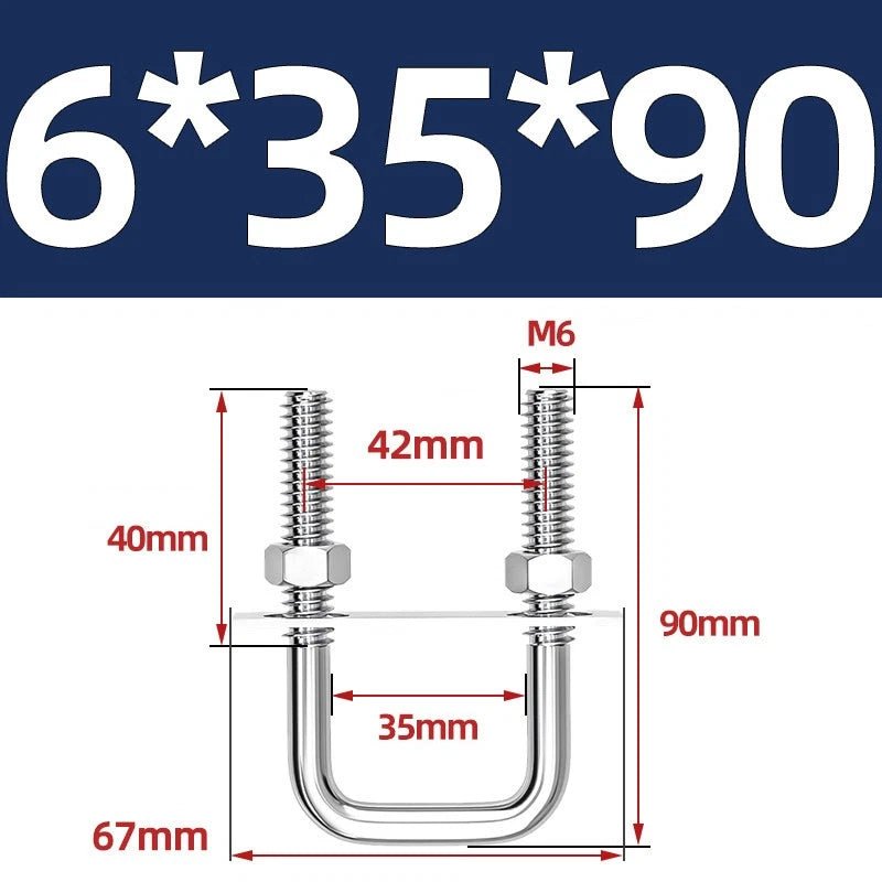 M6 U - Bolt with Plate and Nuts – Stainless Steel 304 (A2) for Trailer & Pipe Clamp - HomeDIYer