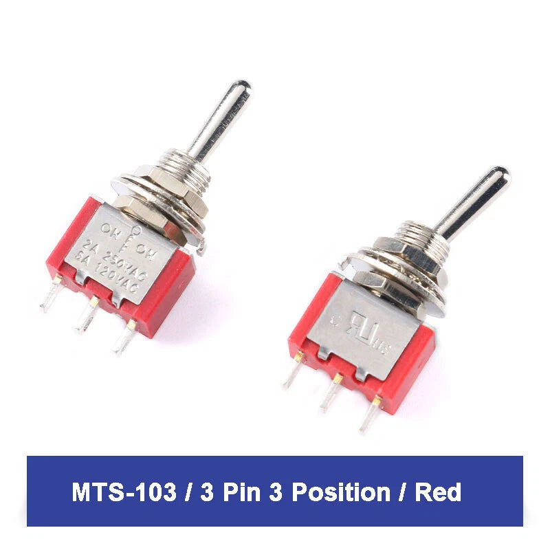 MTS Series Toggle Switch SPDT — 3/6/9/12 Pin, 2/3 Position, ON-ON & Momentary, AC 2A 250V 5A 120V