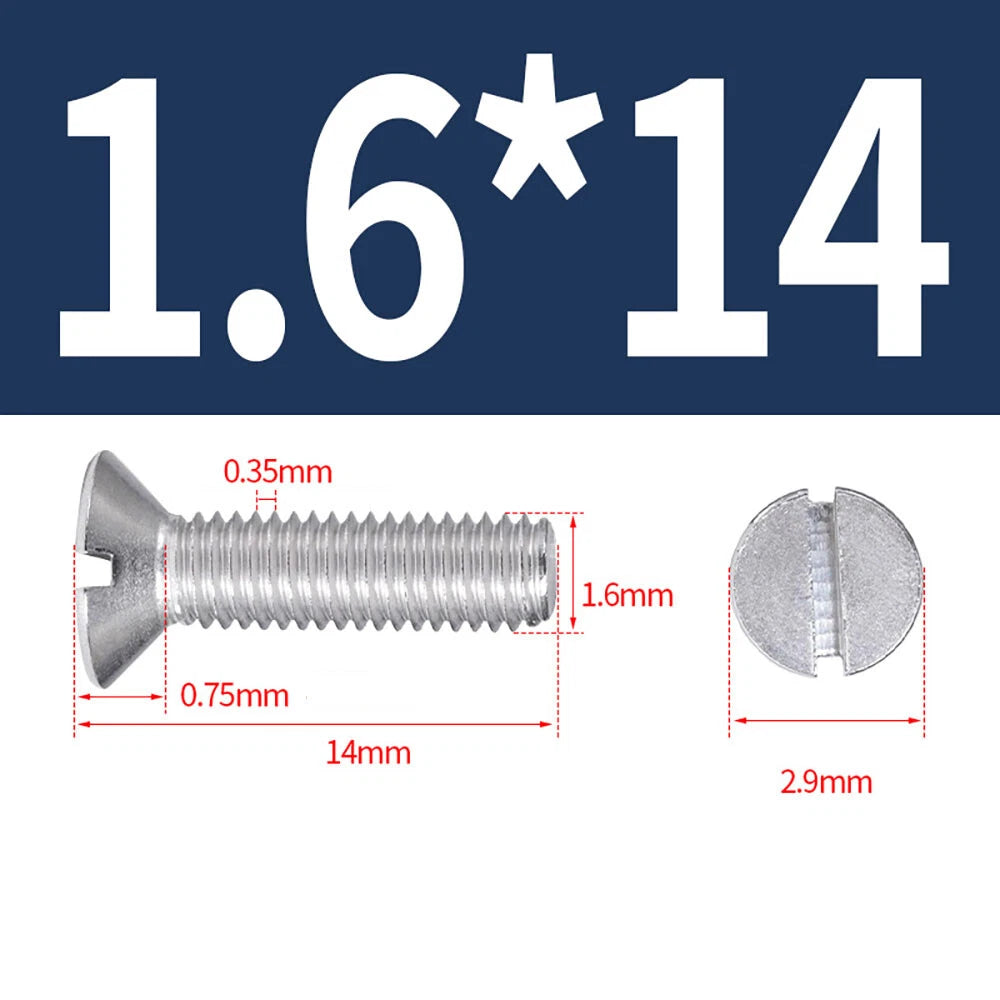 M1.6–M8 A2 Stainless Steel Flat Head Slotted Machine Screws | Countersunk Bolts