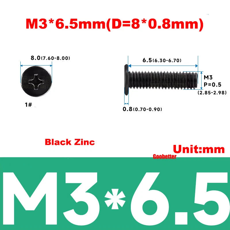 M3 Ultra Thin Wafer Flat Head Phillips Screws – Super Low Profile for Laptops & Electronics (3–6.5mm Thread Lengths)
