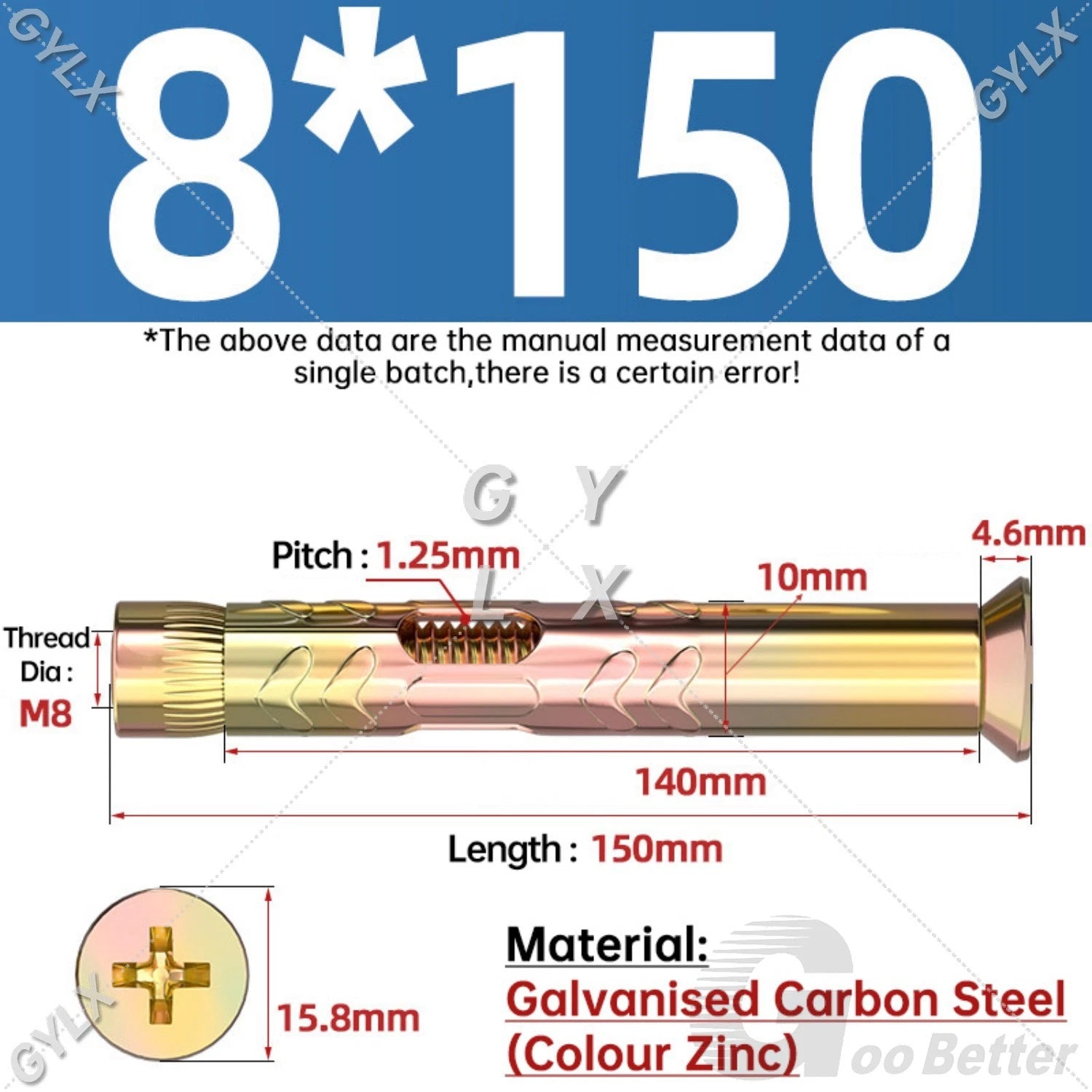 M6 M8 M10 Galvanised Countersunk Head Sleeve Anchor Expansion Bolts
