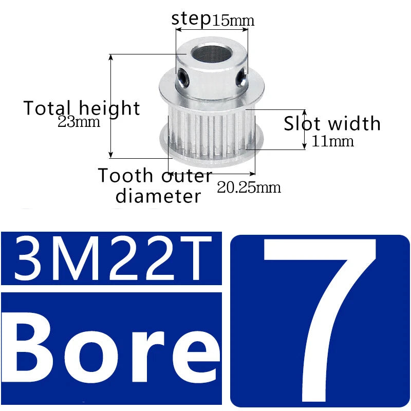 3M 20T~120T Synchronous Wheel Timing Belt Pulley With Step For 10 mm Width Belt