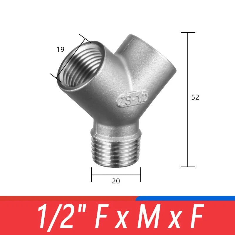 Stainless Steel 304 Female Thread 3-Way Y-Connector Pipe Fitting
