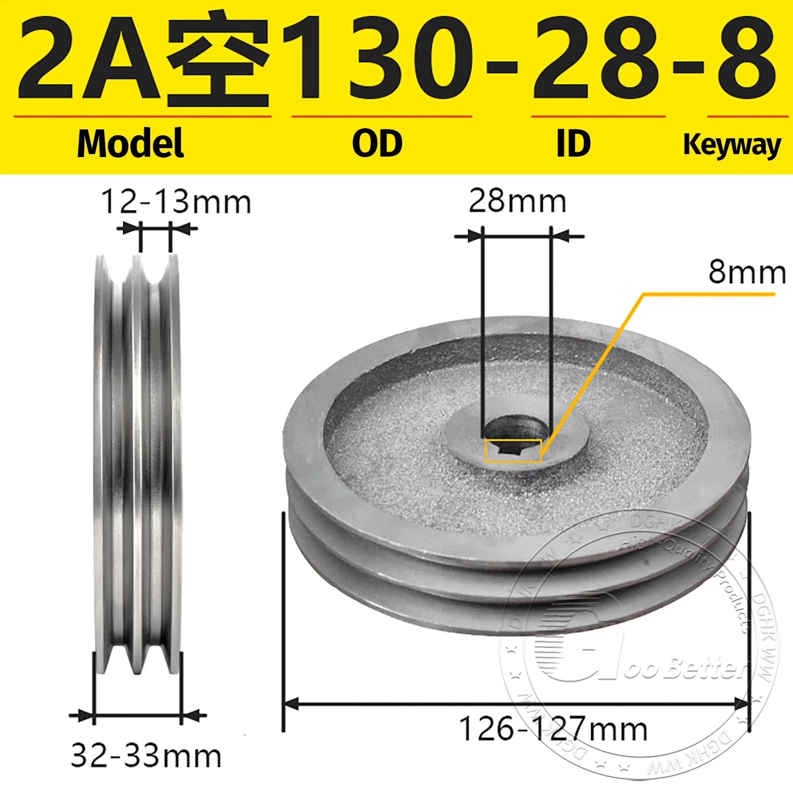V-Belt Pulley Motor Pulleys Hollow 6-8mm Discs Dia Ø120-250mm For 2A Type Belts
