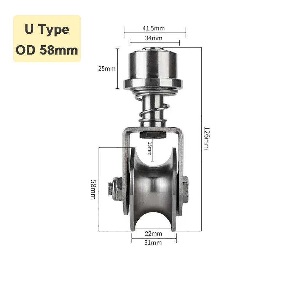 304 Stainless Steel Pulley "U V H" Groove Shape Roller Wheels Idler Pulley Wheel