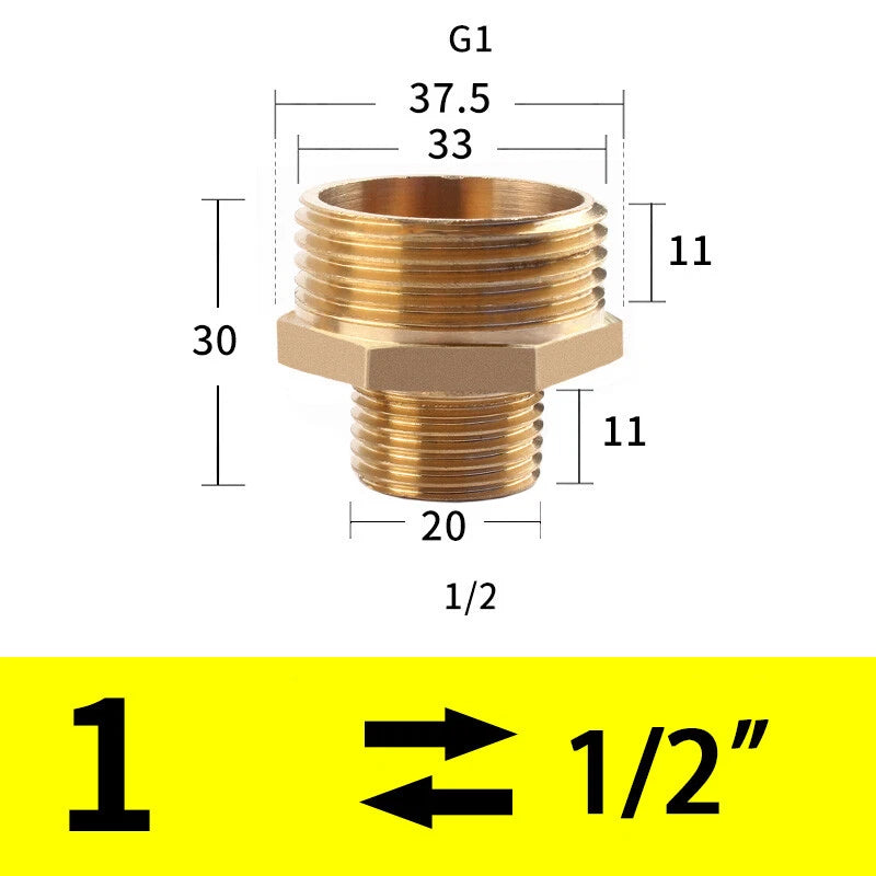 Male to Male Brass Nipple Adapter — Equal & Reducer Sizes 1/8" to 1"