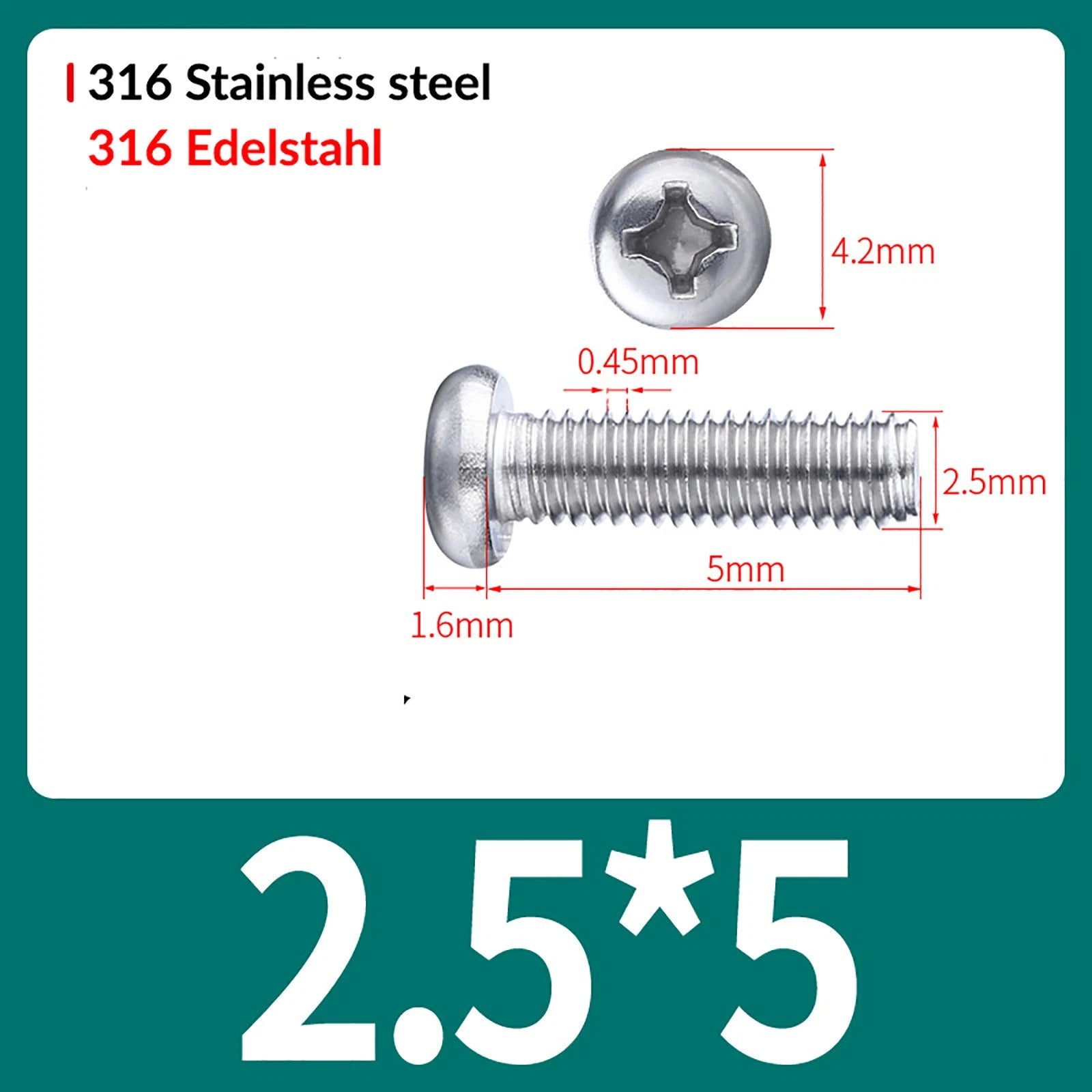 M2 M3 M4 M5 M6 M8 A4 Stainless Steel Phillips Pan Head Machine Screws – DIN 7985, Fully Threaded (4–80mm)