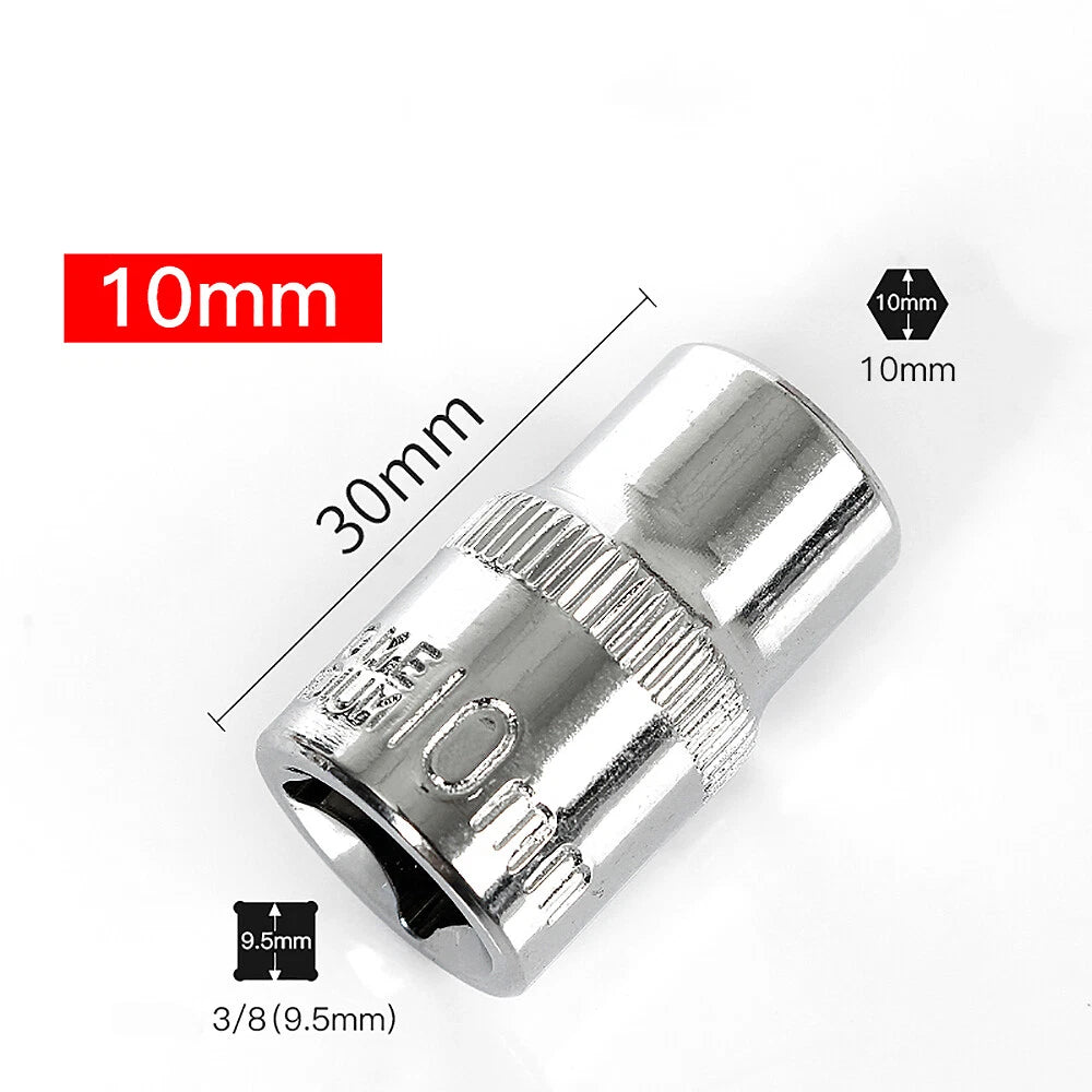 3/8" 6mm-24mm Hex Socket Drive Screwdriver Drill Set Ratchet Wrench Adapter Rod