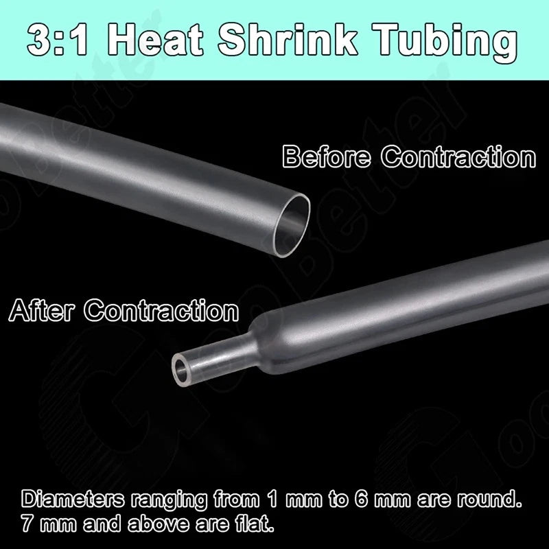 3:1 Heat Shrink Tubing with Adhesive Glue Lined — 1.5mm to 65mm, Multiple Colors