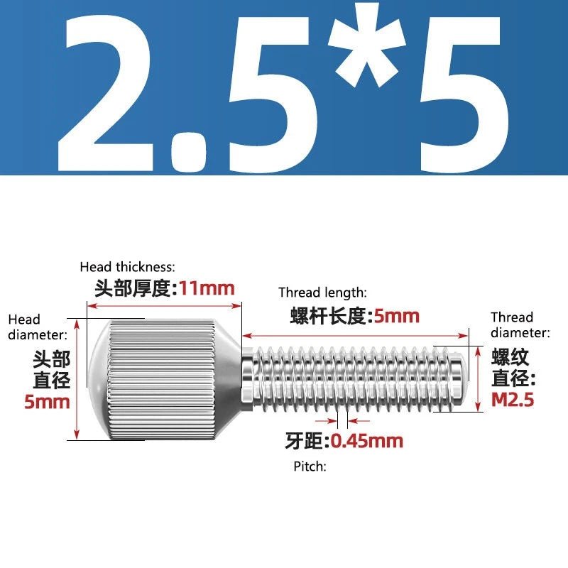 A2 Stainless Steel Knurled Thumb Screws – Small Head, Hand Tighten Fasteners (M2 to M8) - HomeDIYer