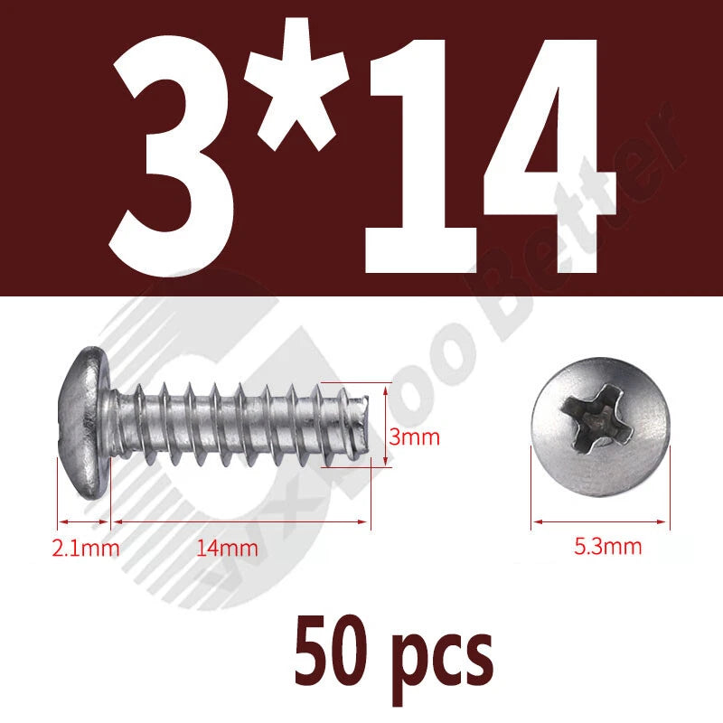 Pan Head Sheet Metal Screws Metric M1~M6 A2 Stainless Steel Sheet Metal Screws