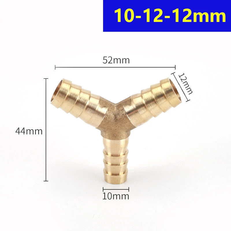 Brass Hose Tail Y-Piece Reducer Connector — Air Water Gas Fuel Pipe Fitting