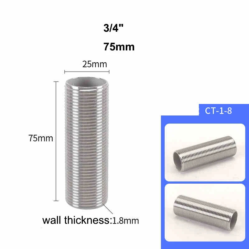 Male Thread Stud Rod A2 Stainless Steel Connector Pipe Fitting — 1/4" to 2"