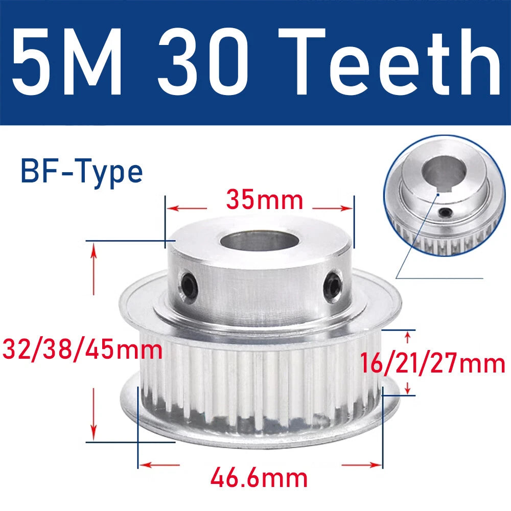 5M 26~32 Teeth Synchronous Wheel Timing Belt Pulley for 15/20/26mm Belt Width