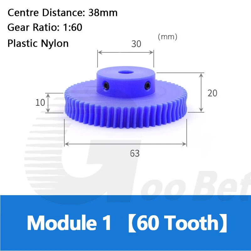 Module 1 Steel Worm Shaft Plastic Worm Gear Wheel 15 - 80 Tooth Nylon Precision