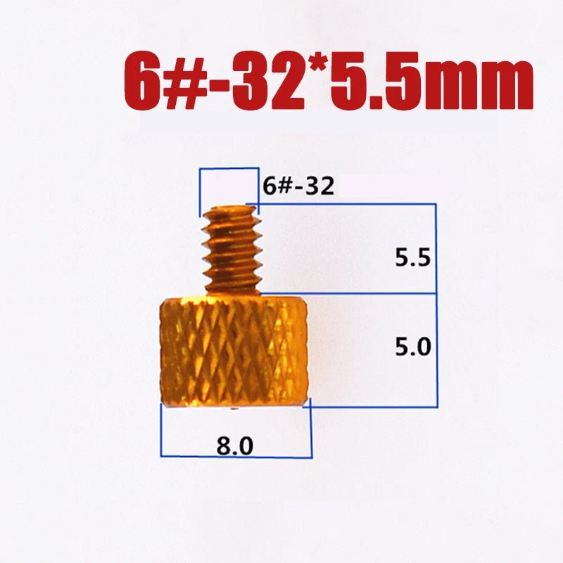 6 - 32 UNC Aluminium Knurled Thumb Screws – Anodised Hand Grip Knob Bolts (5–30mm Thread Lengths) - HomeDIYer