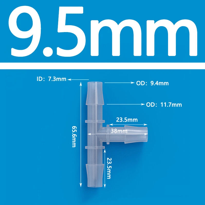 T-Type Three Way Plastic Barbed Hose Connector — Equal Tube Joiner Fitting