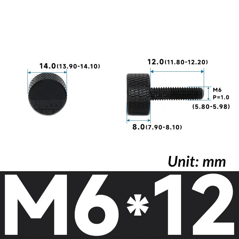 M6 Knurled Thumb Screws Aluminum Alloy DIY Hand Tighten Grip Knob Adjustmen Bolt
