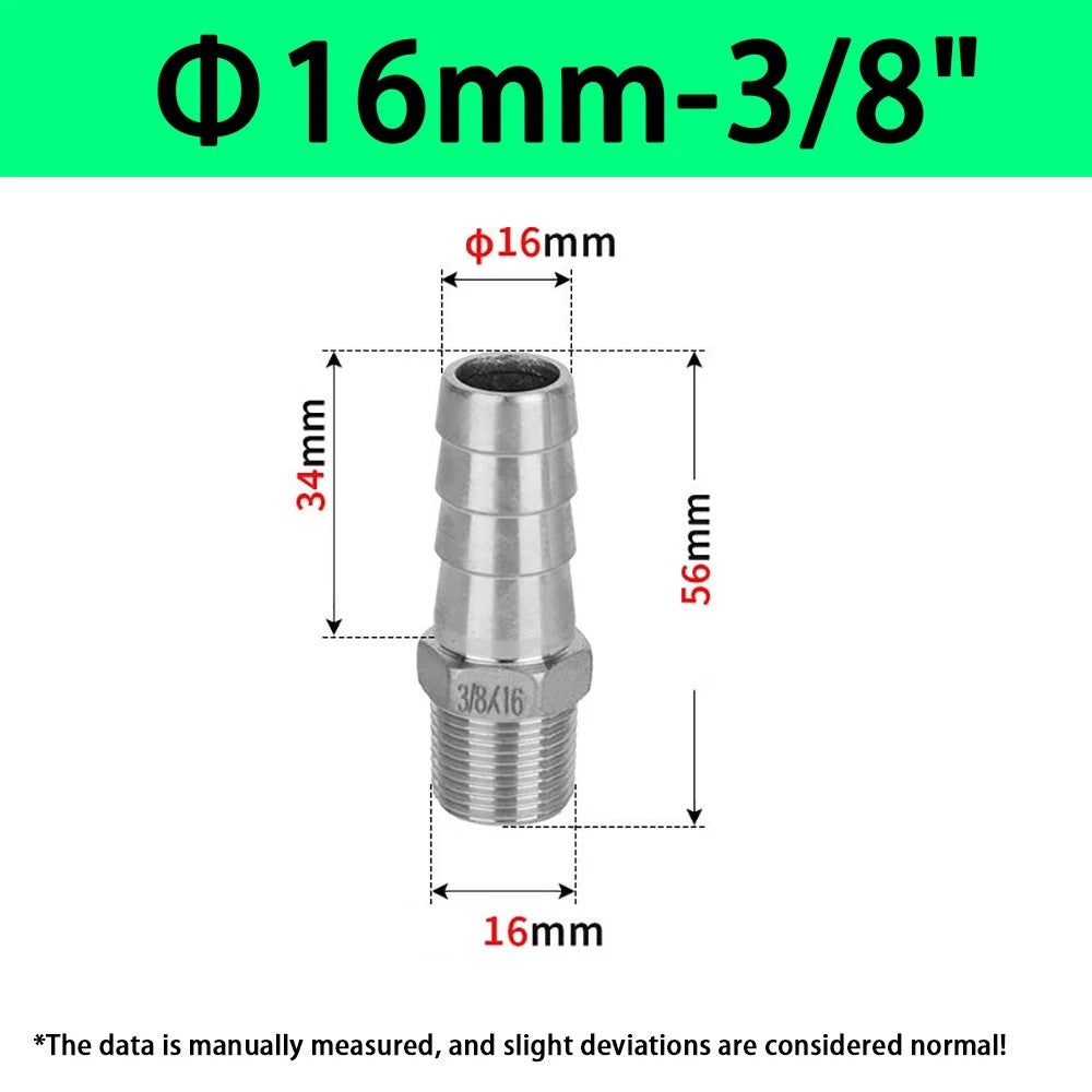 Male NPT Hose Barb Adapter Fittings – 316L Stainless Steel