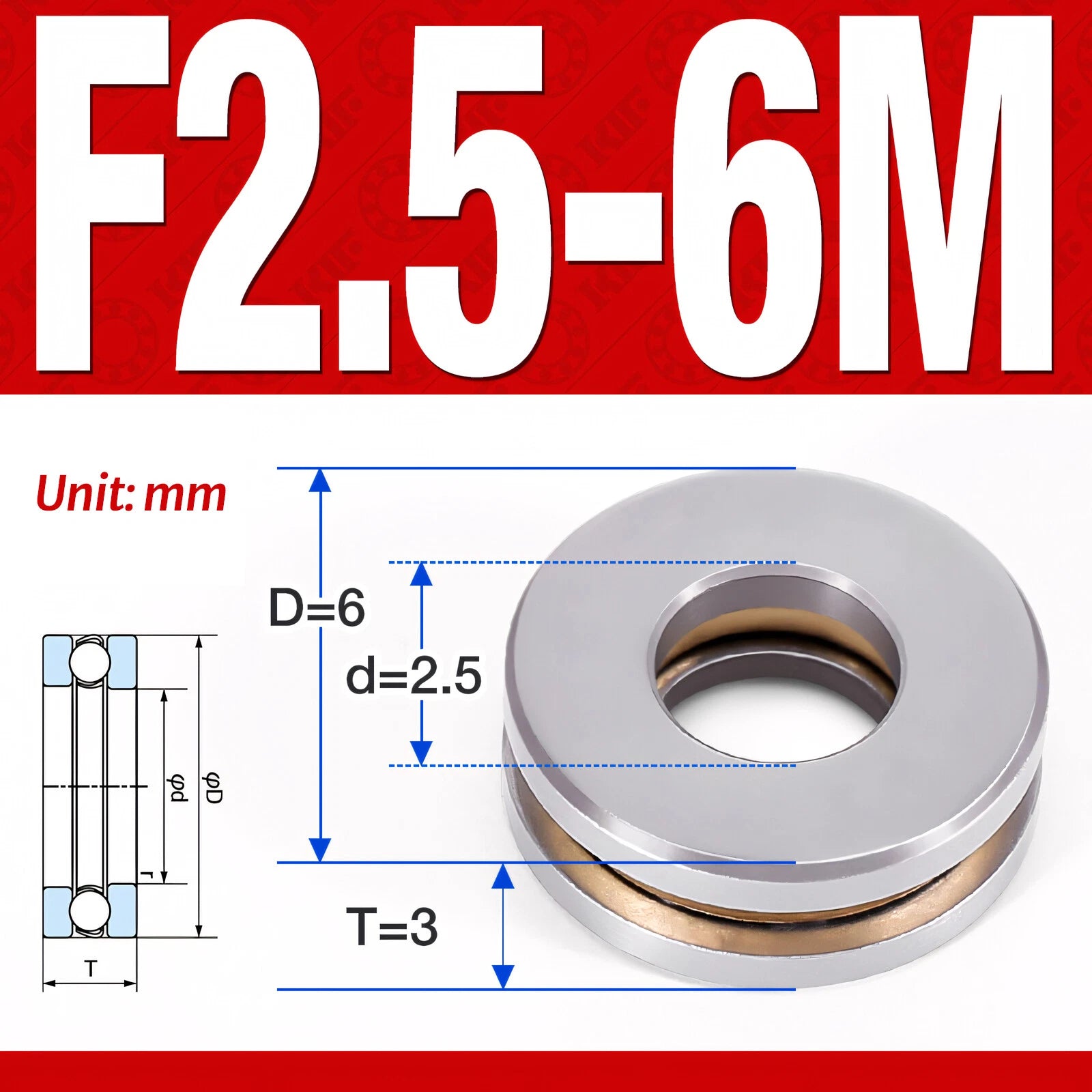 Plane Axial Ball Bearing Thrust Bearings F2-6M - F13-22M- 51100 - 51413 Series