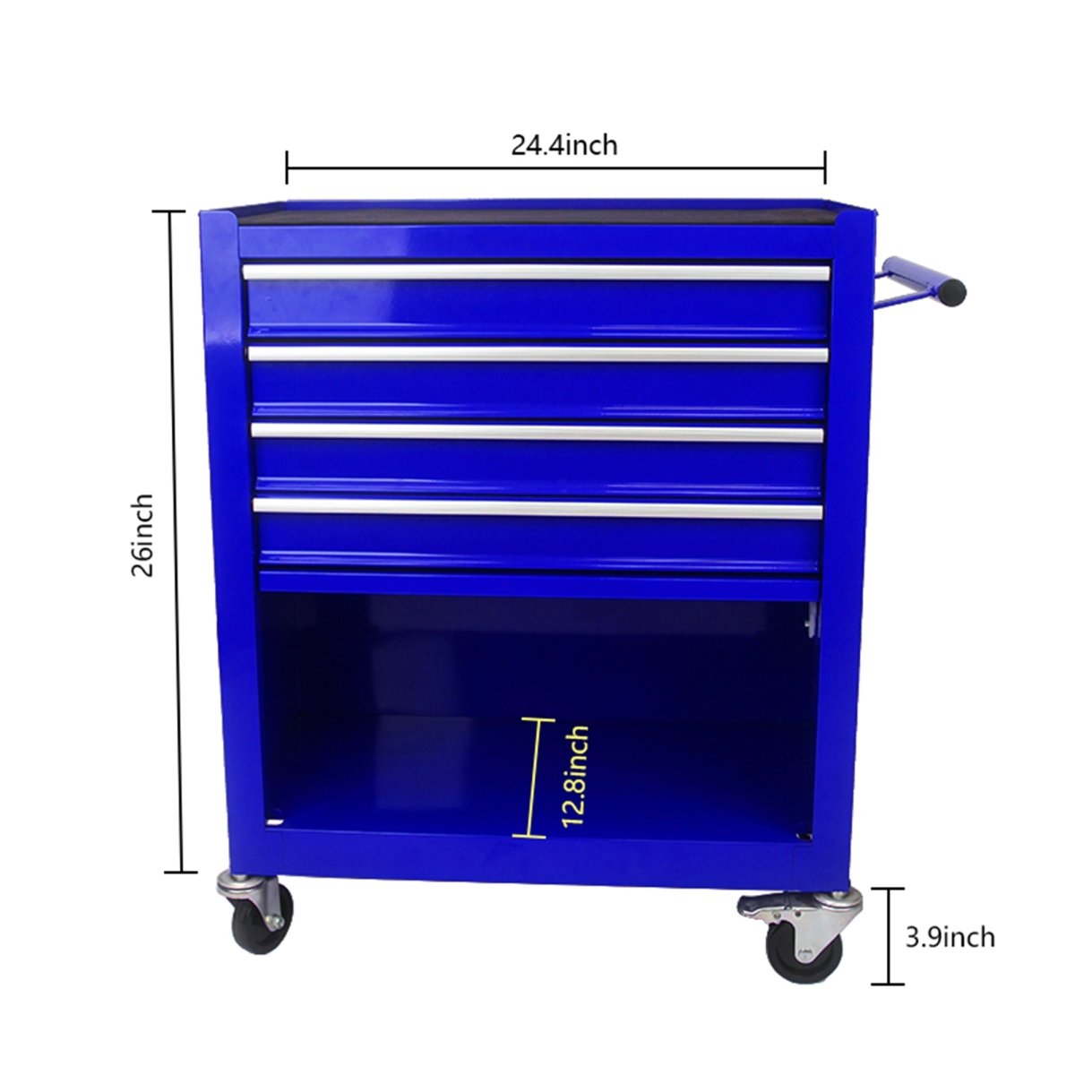 4 Drawers Multifunctional Tool Cart With Wheels - Blue - HomeDIYer