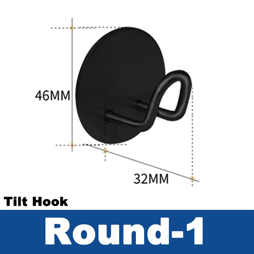 Stainless Steel Black Sticky Hooks Wall Mounted Self Adhesive Hook Round/Square