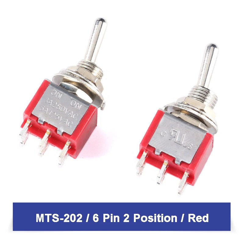 MTS Series Toggle Switch SPDT — 3/6/9/12 Pin, 2/3 Position, ON-ON & Momentary, AC 2A 250V 5A 120V