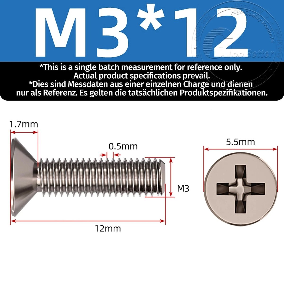 Titanium Phillips Flat Head Machine Screws — GR2 Countersunk, M2 to M8 - HomeDIYer