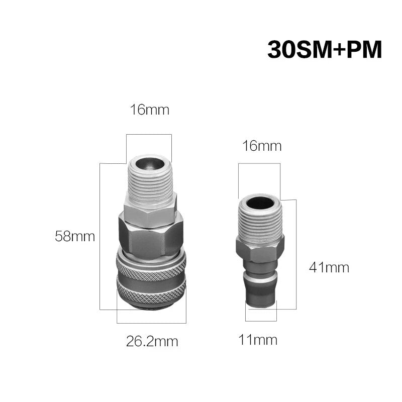 Pneumatic C-Type Quick Release Coupler Set — Self-Locking Air Hose Fitting Pair