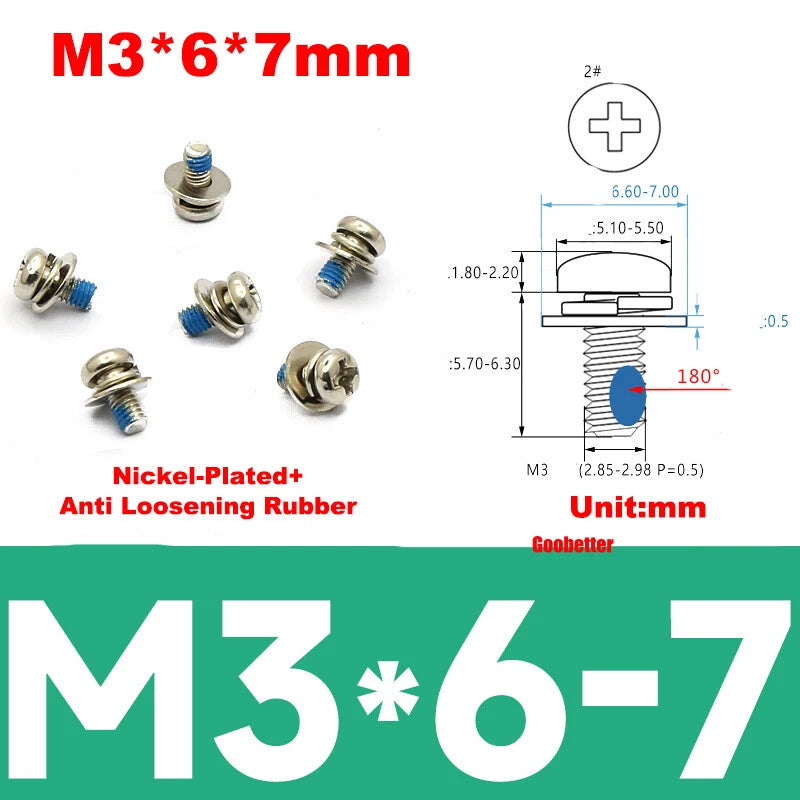 M2 M2.6 M3 M4 Phillips Pan Head Machine Screws with Washer Set – Carbon Steel, Multiple Finishes
