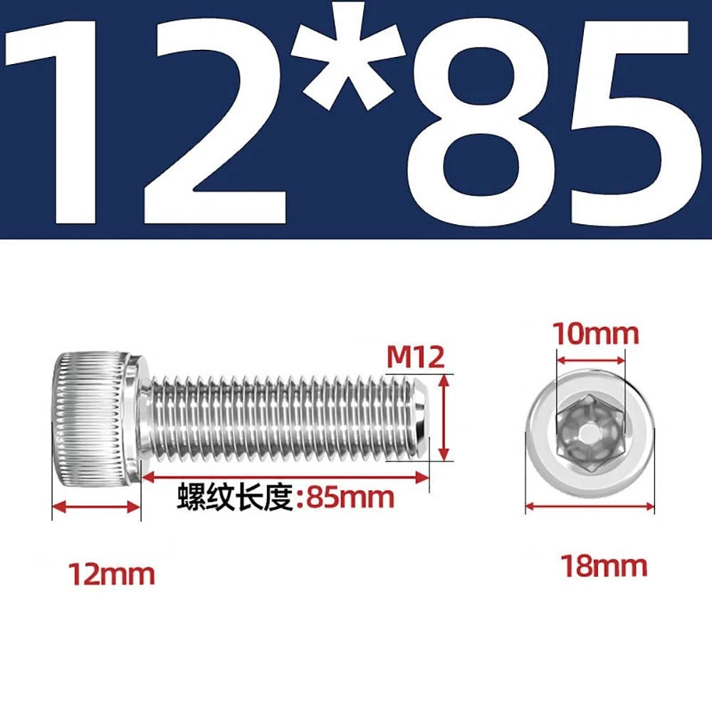 Socket Head Cap Screws – A2 Stainless Steel, M6 to M24, Hex Drive (DIN 912)