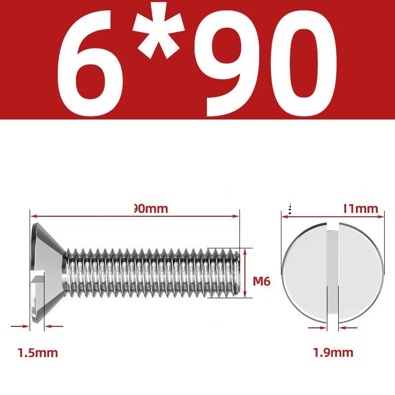 A2 Stainless Steel Slotted Countersunk Machine Screws — M1.6 to M10, Flat Head CSK Bolts - HomeDIYer