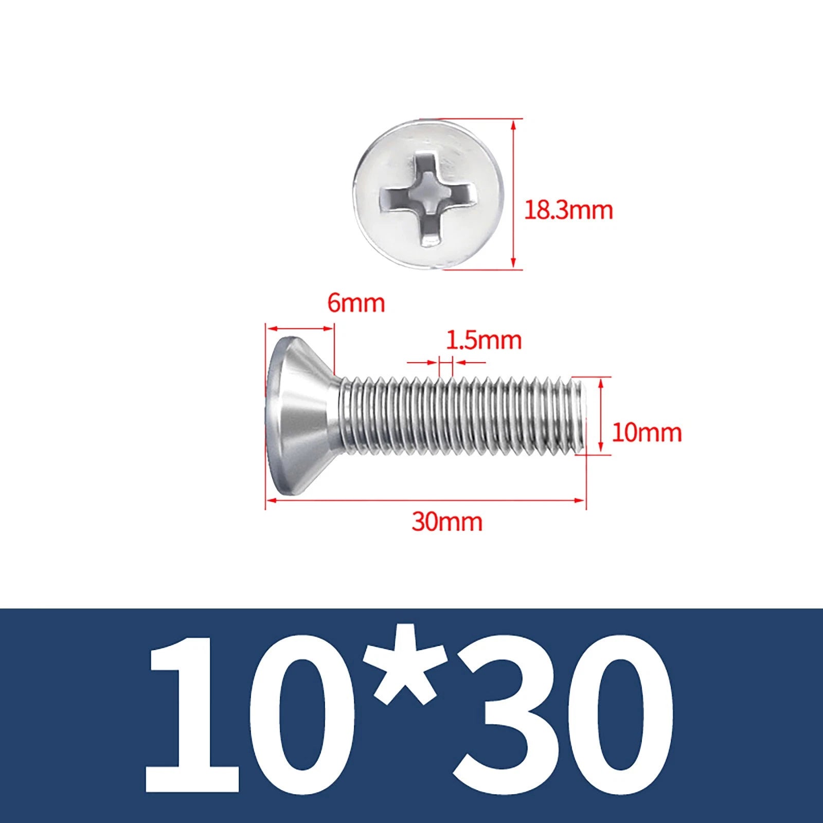 M3–M10 Phillips Countersunk Machine Screws – A2 Stainless Steel, Flat Head, Fully Threaded (3–100mm Overall Length)
