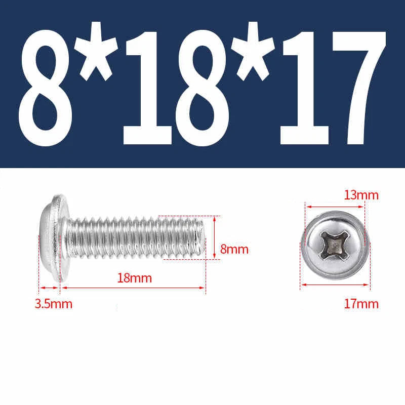 Phillips Flanged Pan Head Machine Screws – 304 / 316 Stainless Steel, Built‑in Washer (3–60mm Lengths)