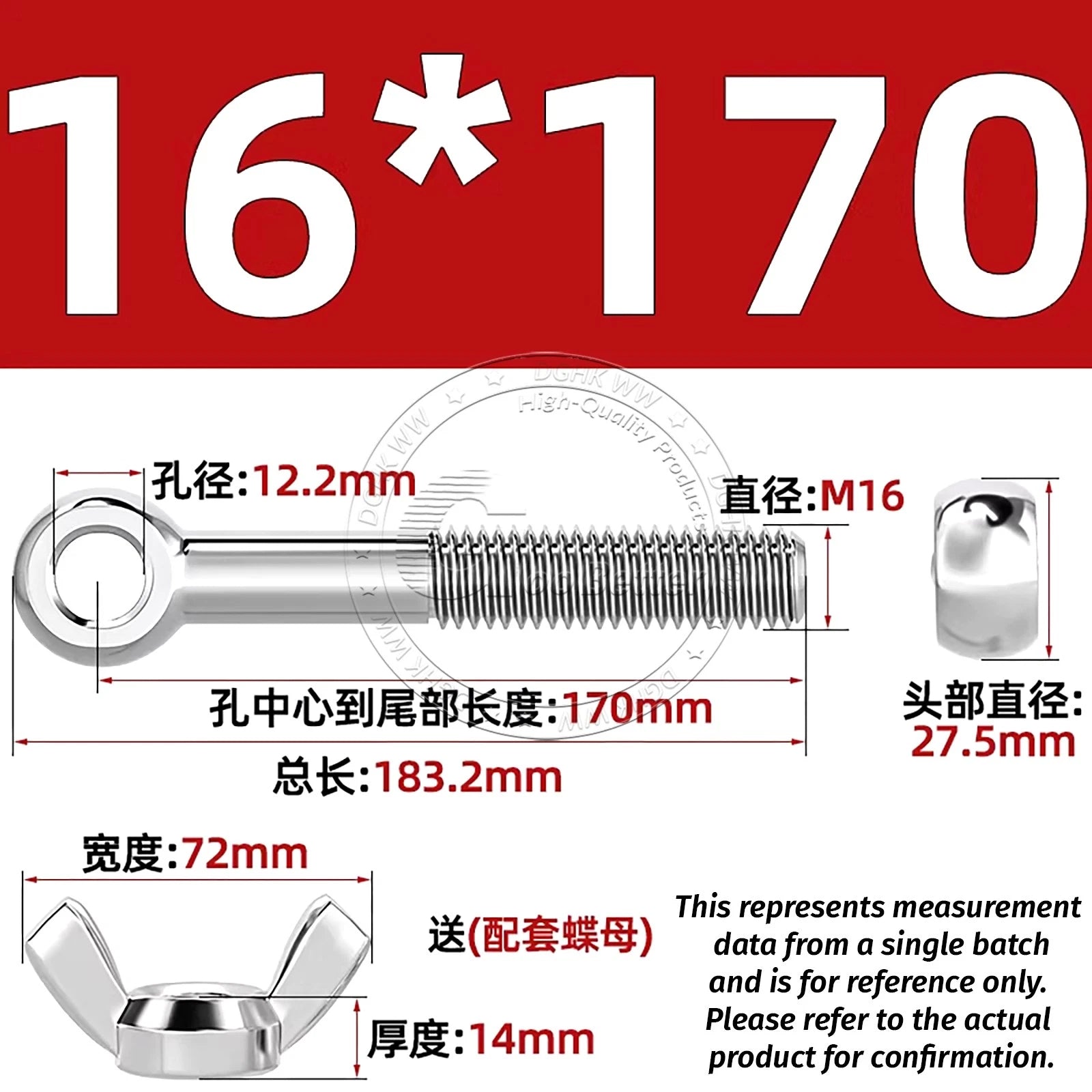 Eye Bolts with Nut — Forged Stainless Steel Threaded Ring Hanging Screws
