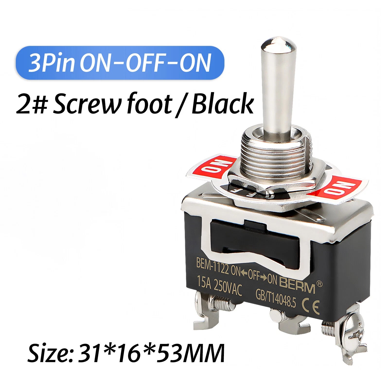 Waterproof Heavy Duty Toggle Switch ON-OFF / ON-OFF-ON | 2–6 Pin | 15A 250V
