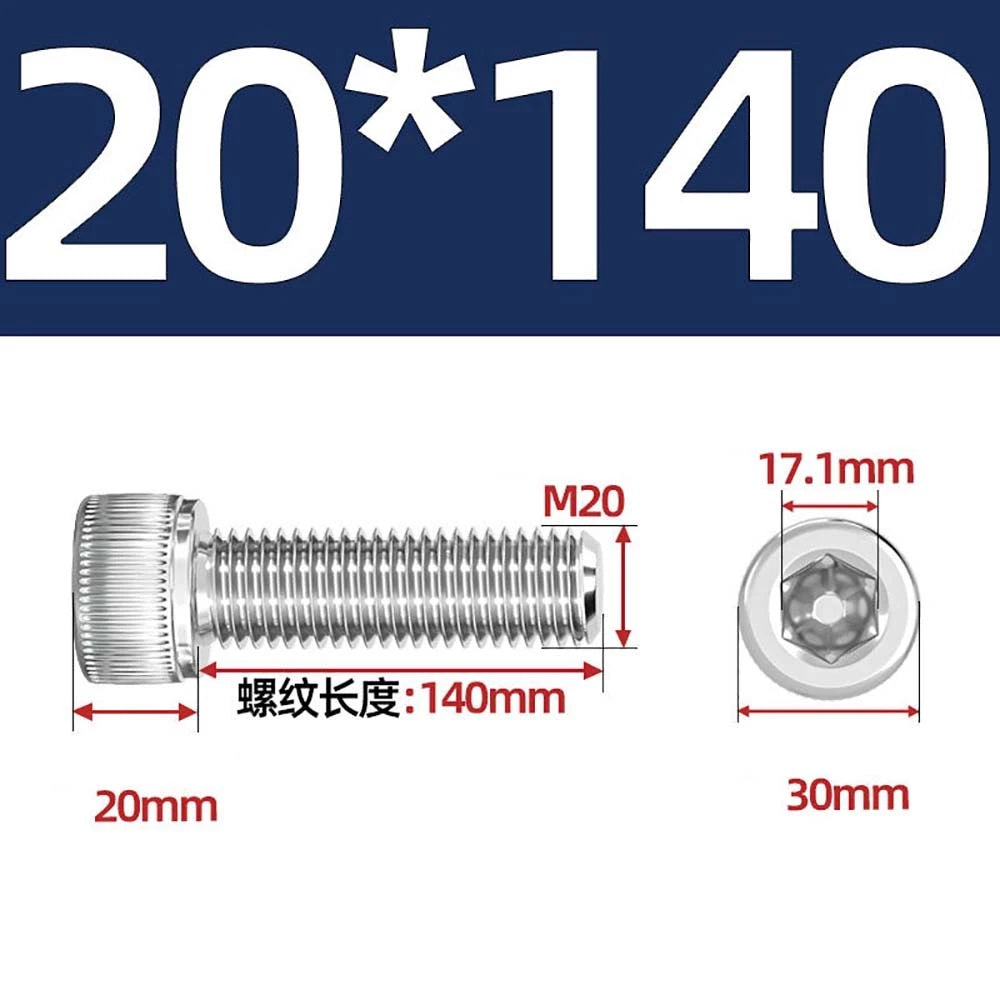 Socket Head Cap Screws – A2 Stainless Steel, M6 to M24, Hex Drive (DIN 912)