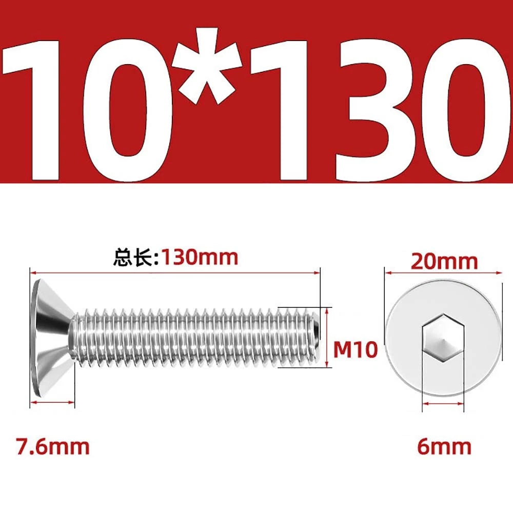 Countersunk Hex Socket Screws – A2 Stainless Steel, M2 to M16, DIN 7991, Fully Threaded