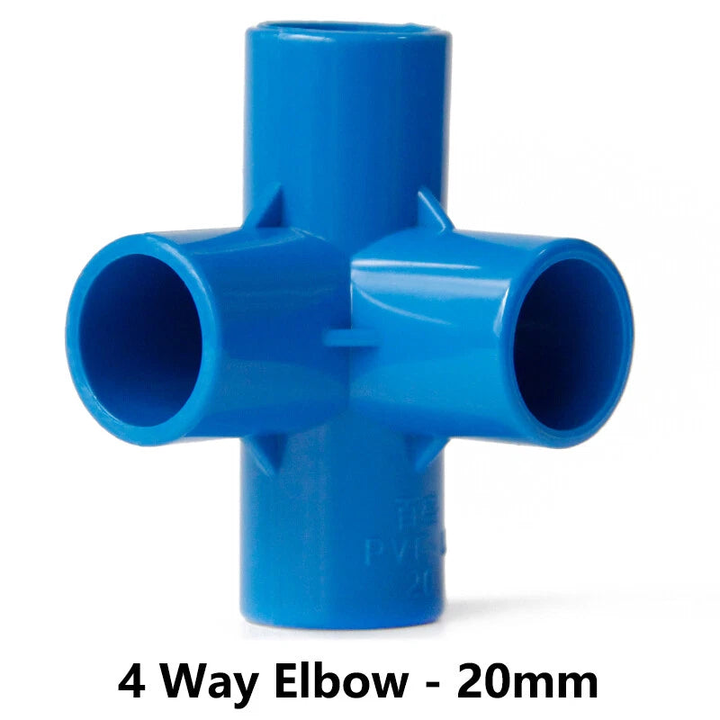 PVC 3 4 5 6-Way Elbow Connector Coupling Pipe Fittings Dia 20 25 32 40 50mm Blue