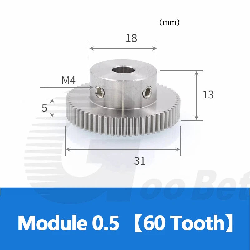 Spur Gear Stainless Steel Module 0.5 with Hub 20-60 Tooth Motor Pinion Precision