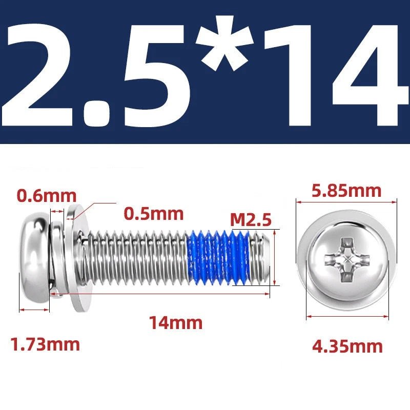 A2 Stainless Steel Phillips Pan Head Machine Screws with Flat & Spring Washers — M2 to M10 - HomeDIYer