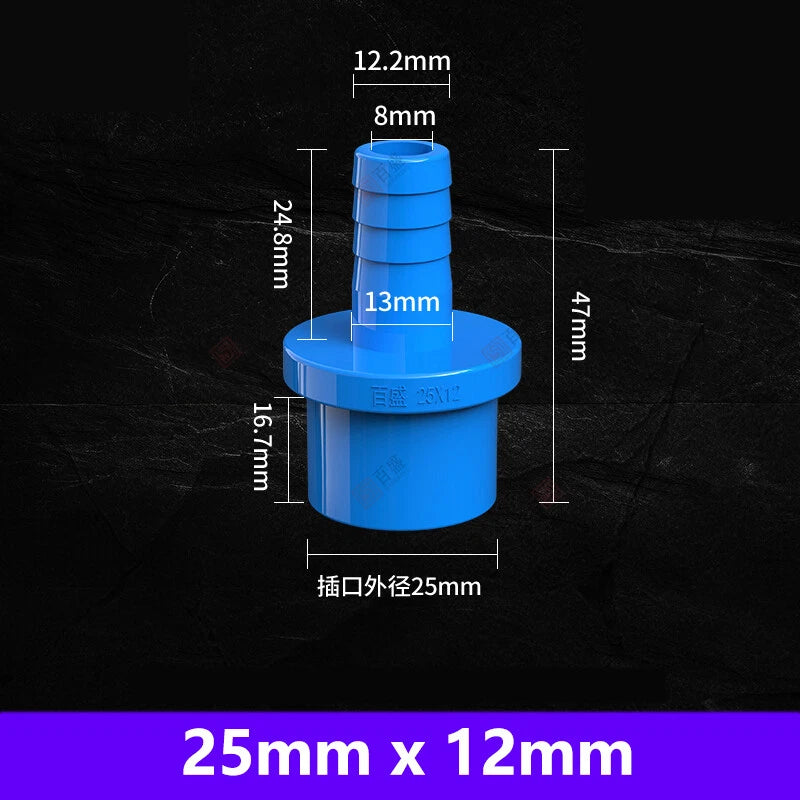 5mm to 63mm Hose Nozzle PVC Plastic Pipe Fittings Barb Connectors Sleeve Blue