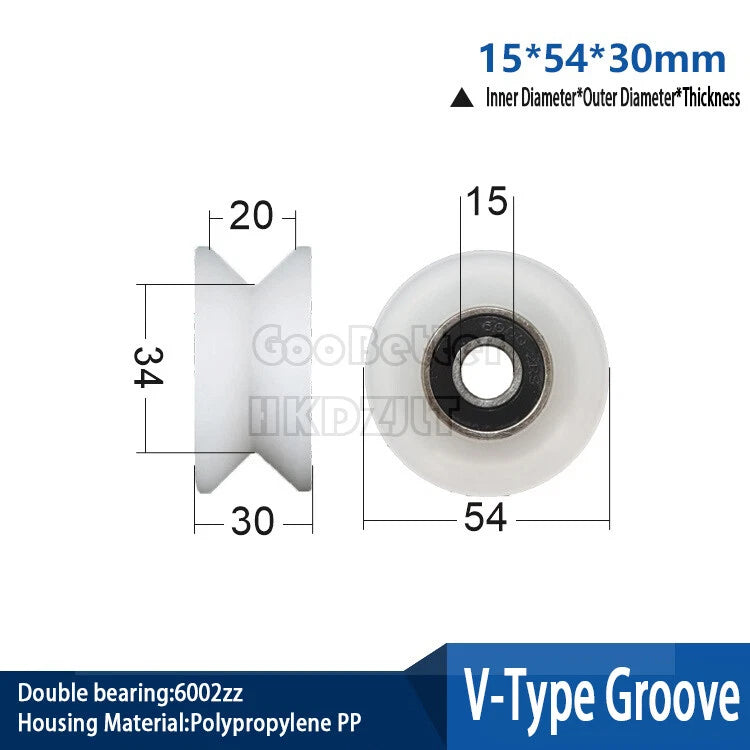 U-V-H Groove Nylon Pulley Wheel Bearing Embedded Guiding Rail Sliding Door