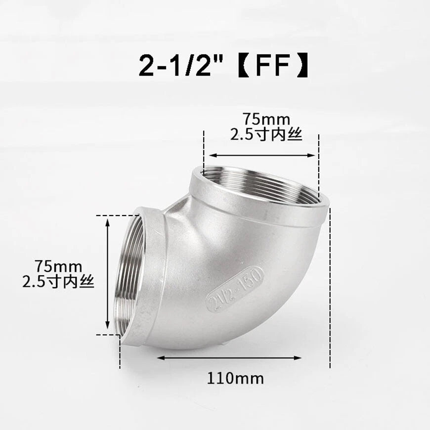 BSP 90° Elbow Pipe Fitting — 304/316 Stainless Steel, 1-1/4" to 4", FF / FM / MM