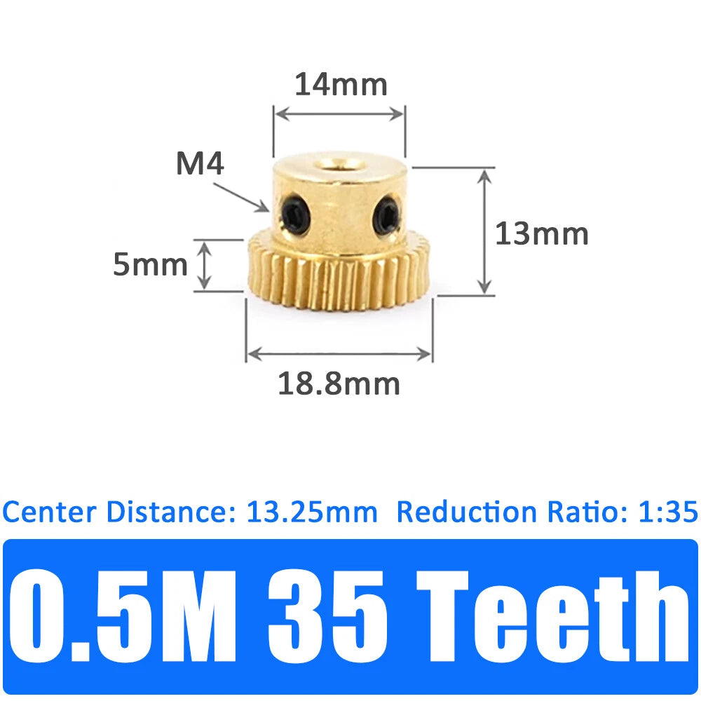 0.5/0.8/1/1.5 Module, 20 to 60 Teeth, Brass Worm Wheel Gear Shaft Hole 4mm-12mm