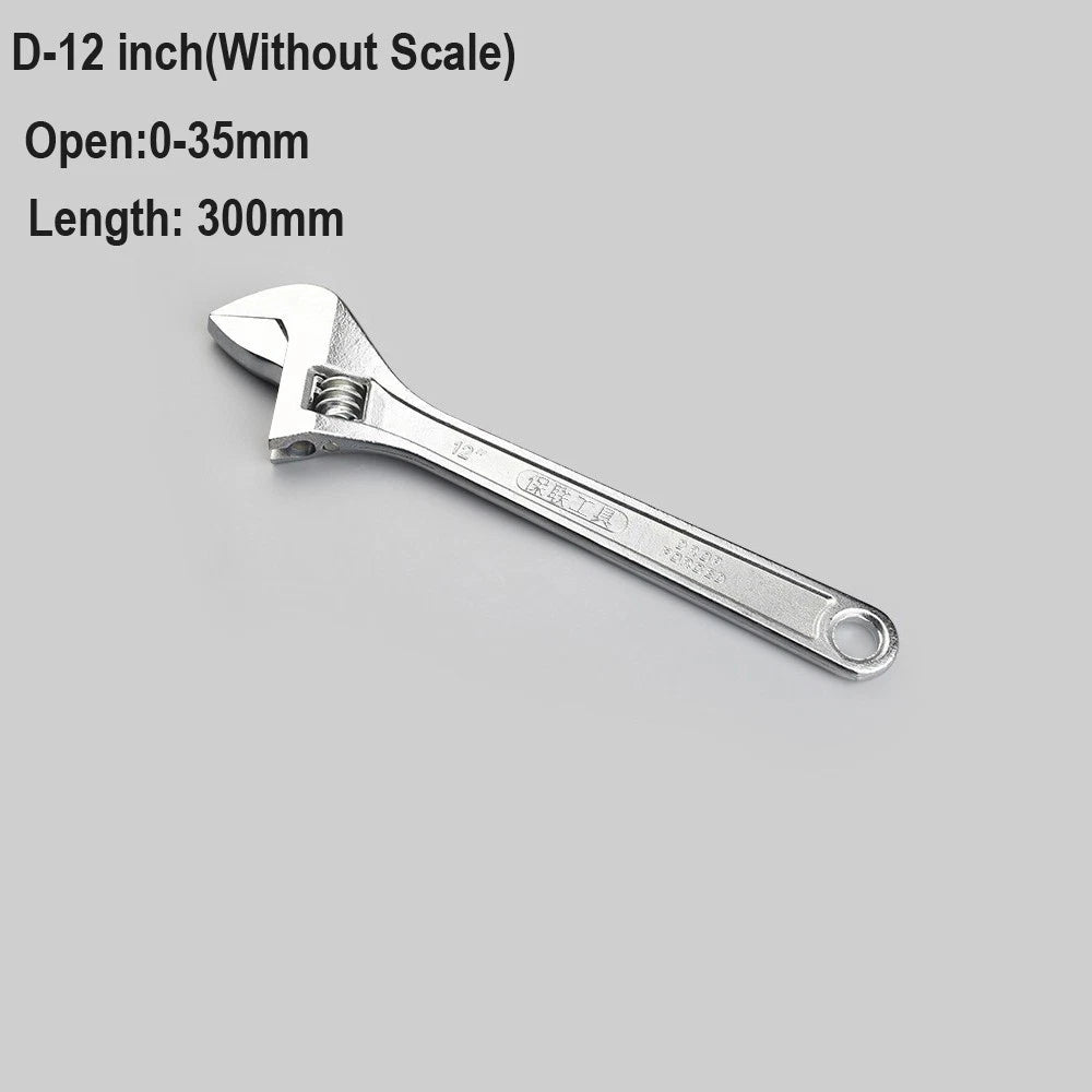 Adjustable Spanner Wrench 6 8 10 12"  Cr-V Steel Metric Scale Strong Grip Handle