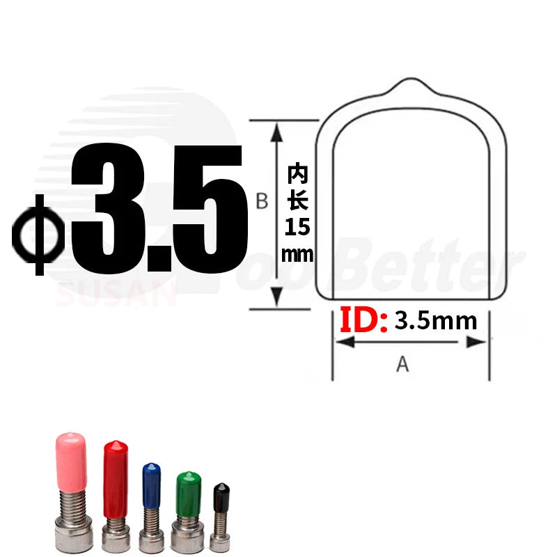 PVC End Caps for Screws, Bolts, Rods & Tubes – Thread Cover Protector, Cable Insulation Caps (1.3mm – 90mm, Black, 15-50mm Lengths)