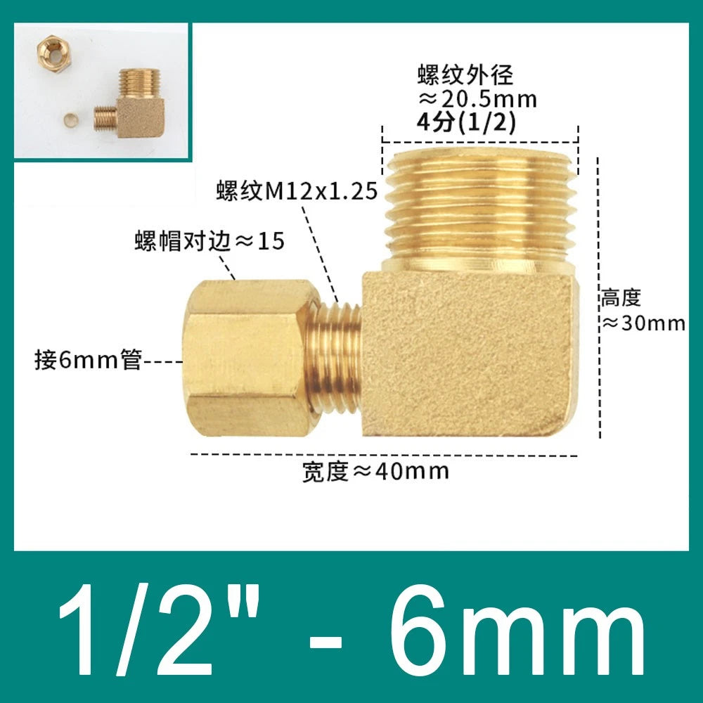 Brass Compression 90° Elbow Fittings for 6–12mm Copper Tube | Ferrule Connector