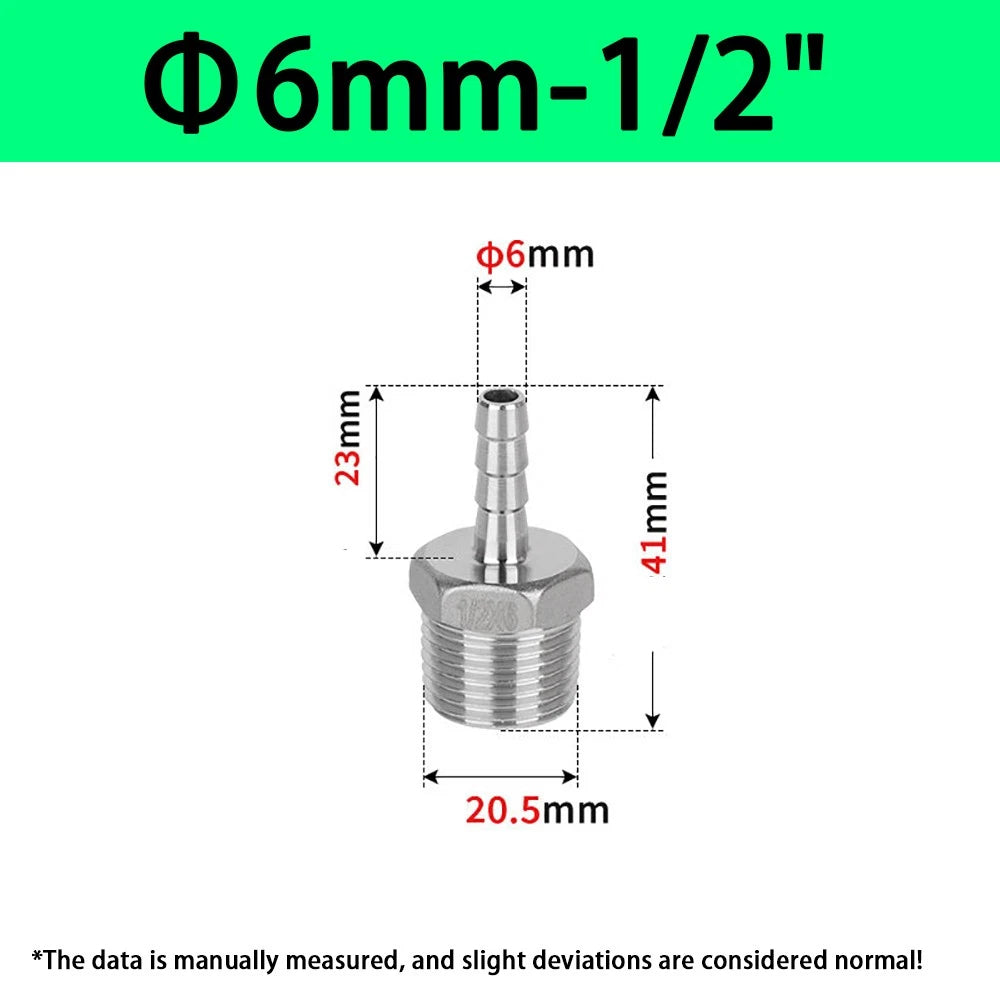 Male NPT Hose Barb Adapter Fittings – 316L Stainless Steel