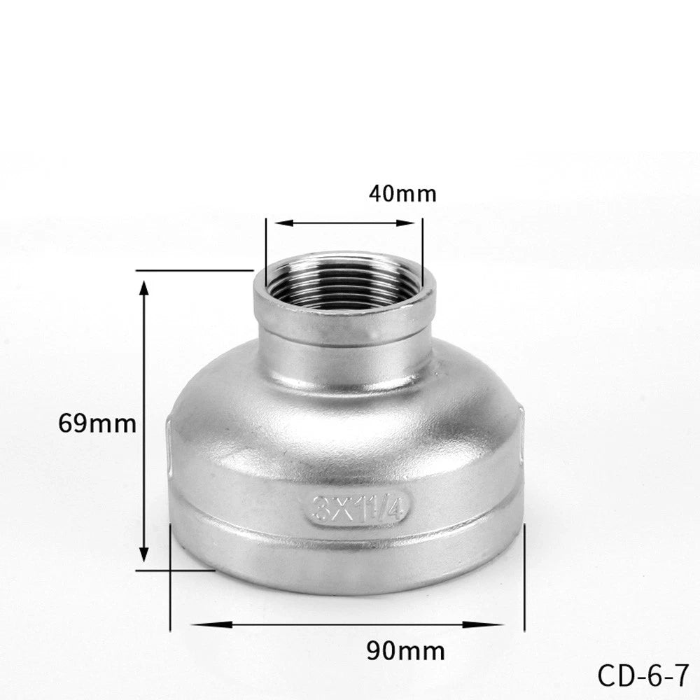 BSP Female Threaded Pipe Reducer Coupling — Stainless Steel A2, 1/2" to 4"